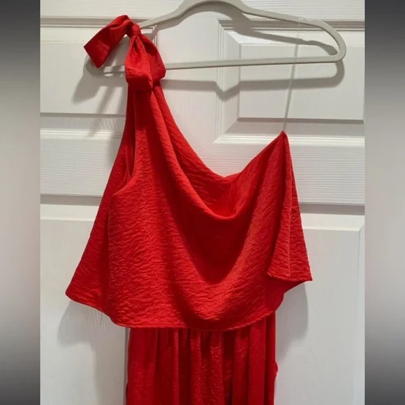 Tyche Red One-Shoulder Jumpsuit - Picture 4 of 5